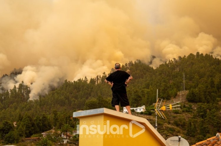 Diez medios aéreos y 300 efectivos combaten el fuego en La Palma, donde arden 2.000 hectáreas